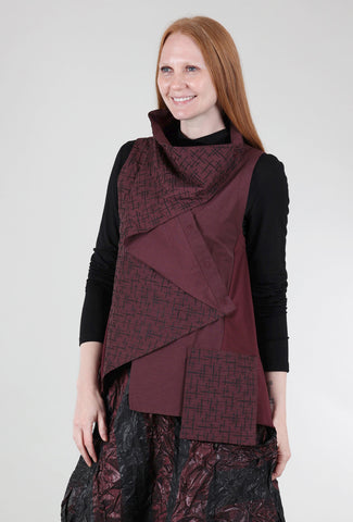 Luukaa Folded Details Vest, Burgundy/Black 