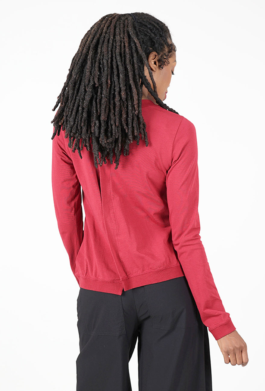 Off-Center Pleat Tee, Lava Angle 3
