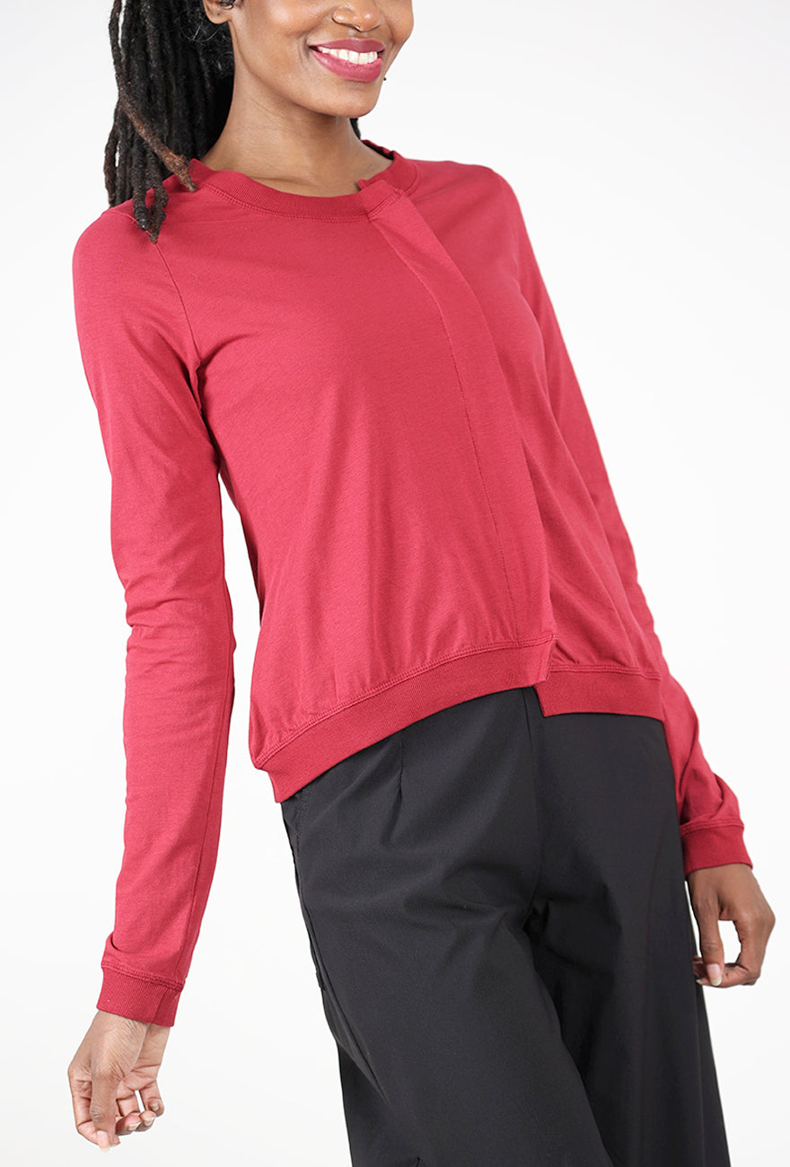 Off-Center Pleat Tee, Lava Angle 4