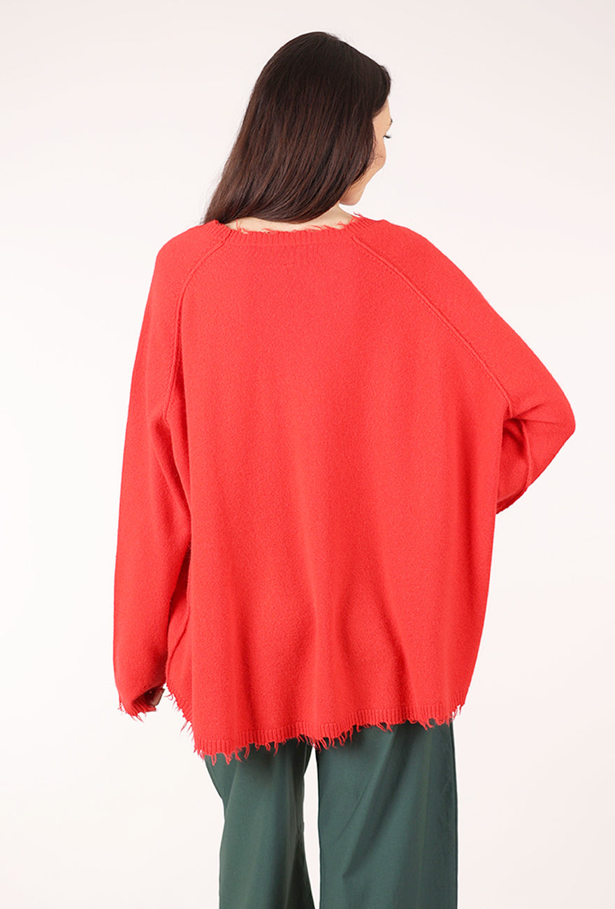 Rundholz Tattered Edge Luxe Sweater, Tomato 