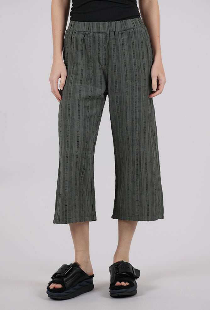 Cut Loose Bumpy Stripe Linen Crop Pant, Clay 