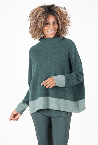Rundholz Contrast Hem Pullover, Forest/Park 
