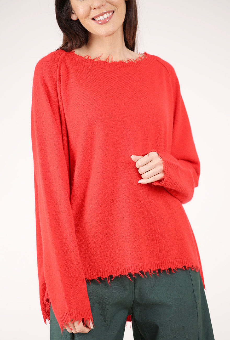 Rundholz Tattered Edge Luxe Sweater, Tomato 
