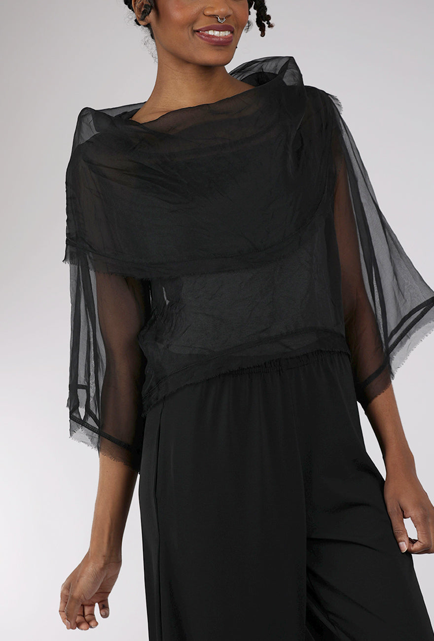 Planet Organza Jackie O Top, Black 