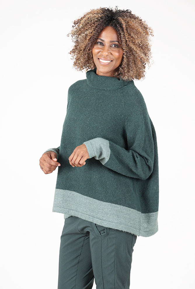 Rundholz Contrast Hem Pullover, Forest/Park 