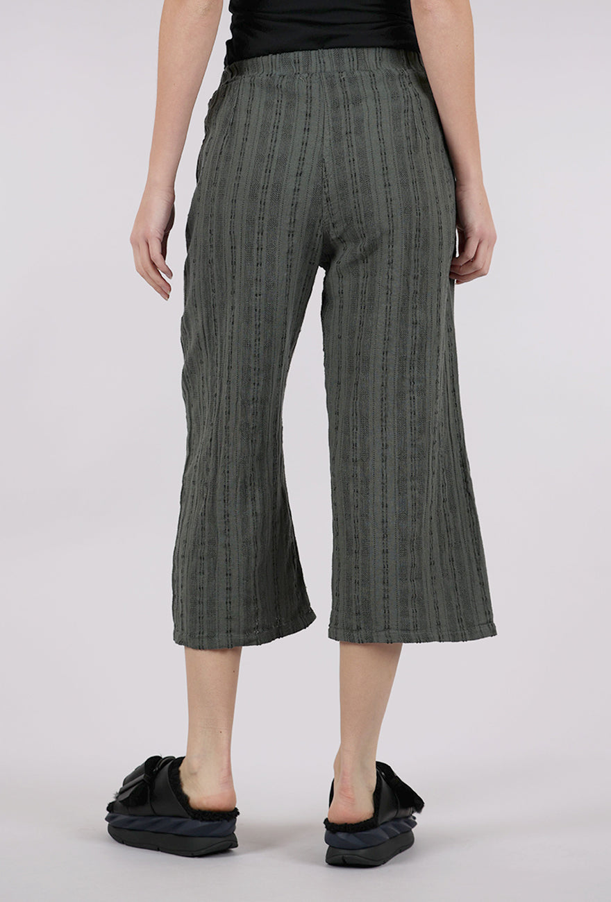 Cut Loose Bumpy Stripe Linen Crop Pant, Clay 