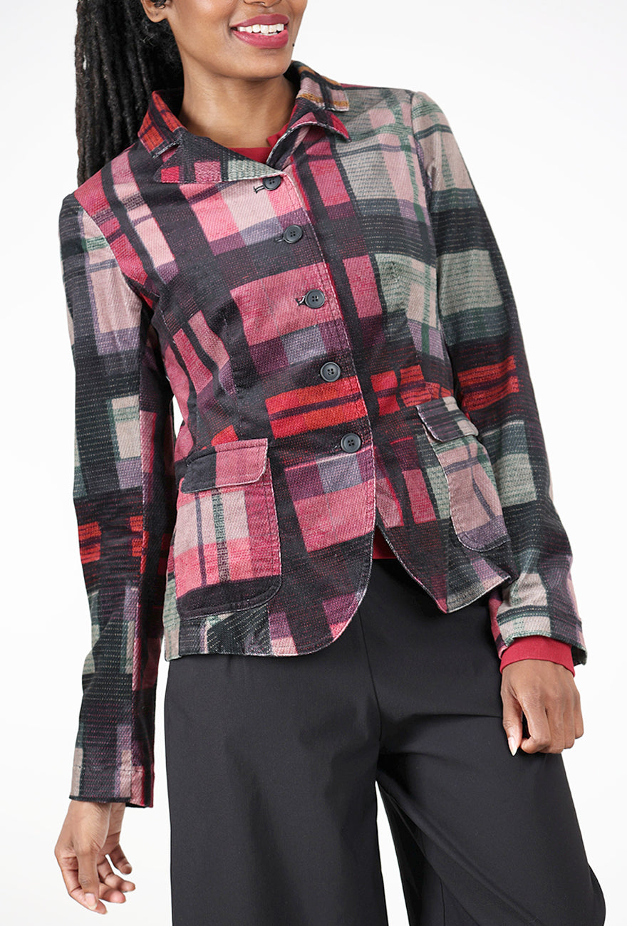Velveteen Plaid Blazer, Check Multi Angle 4