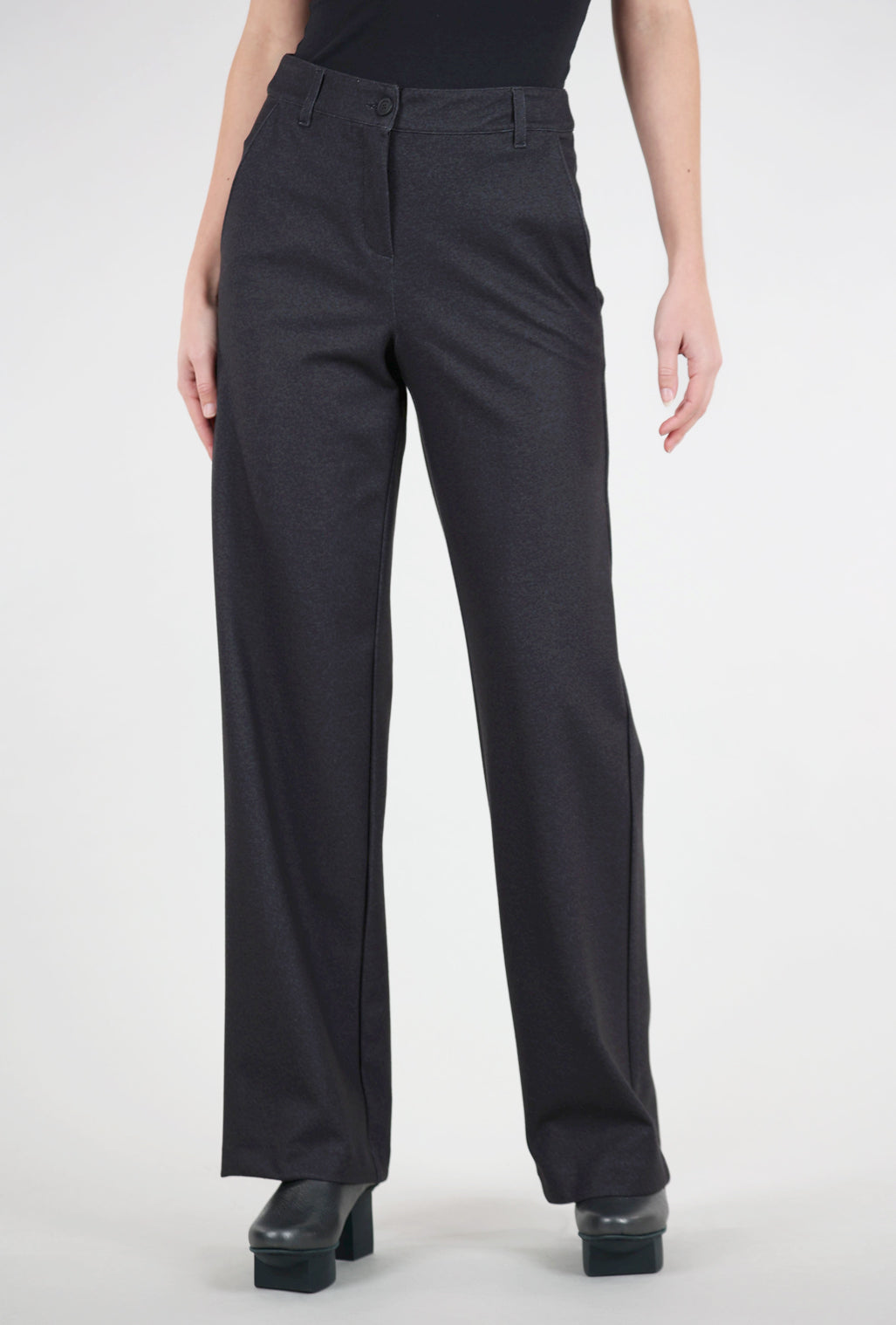 Robell Cloe Brushed Ponte Trouser, Charcoal 