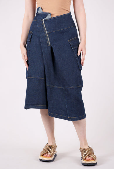Lurdes Bergada Asym Zip Denim Skirt, Blue 