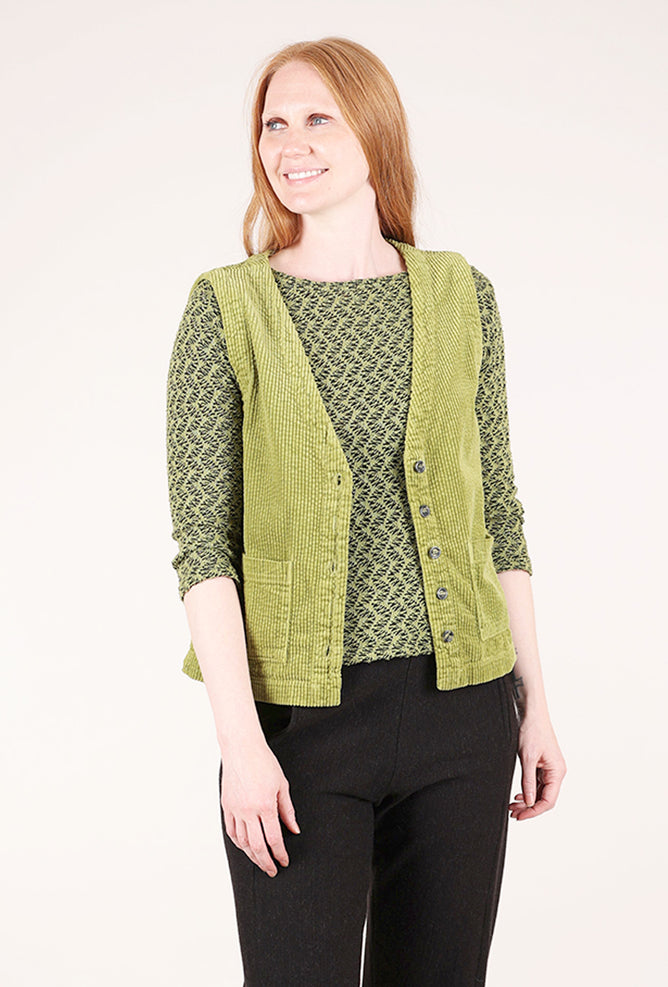 Cut Loose Luxe Cord Vneck Vest, Frog 