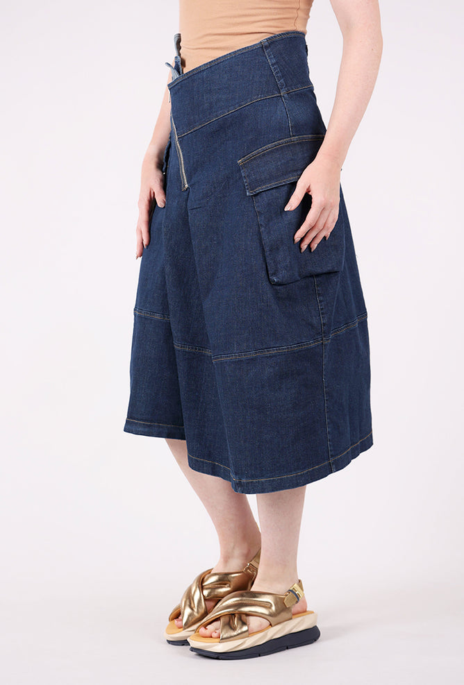 Lurdes Bergada Asym Zip Denim Skirt, Blue 