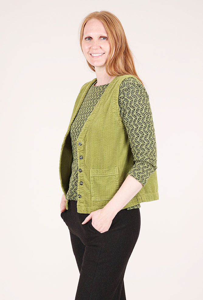 Cut Loose Luxe Cord Vneck Vest, Frog 