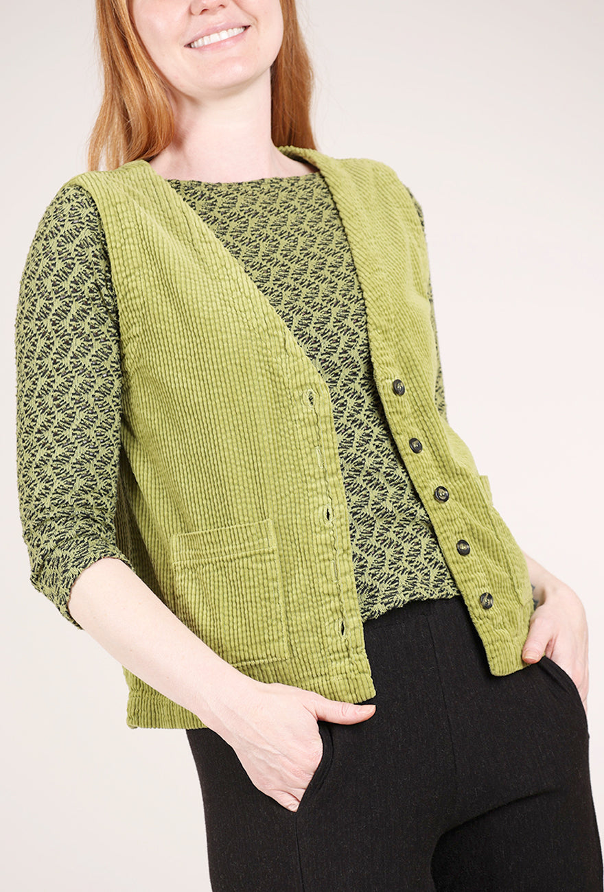 Cut Loose Luxe Cord Vneck Vest, Frog 