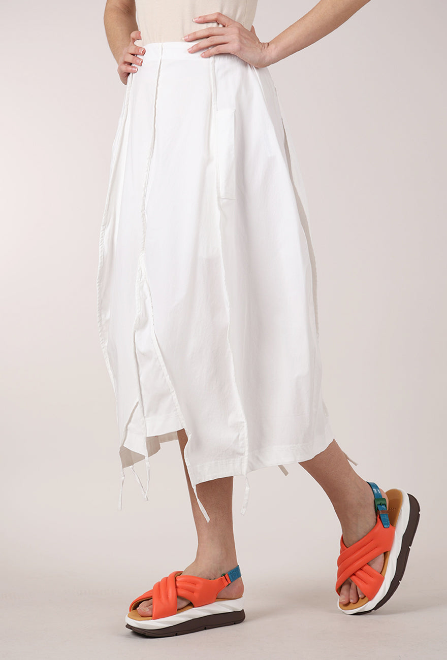 Rundholz Twill Tech Full Asym Skirt, Off White 