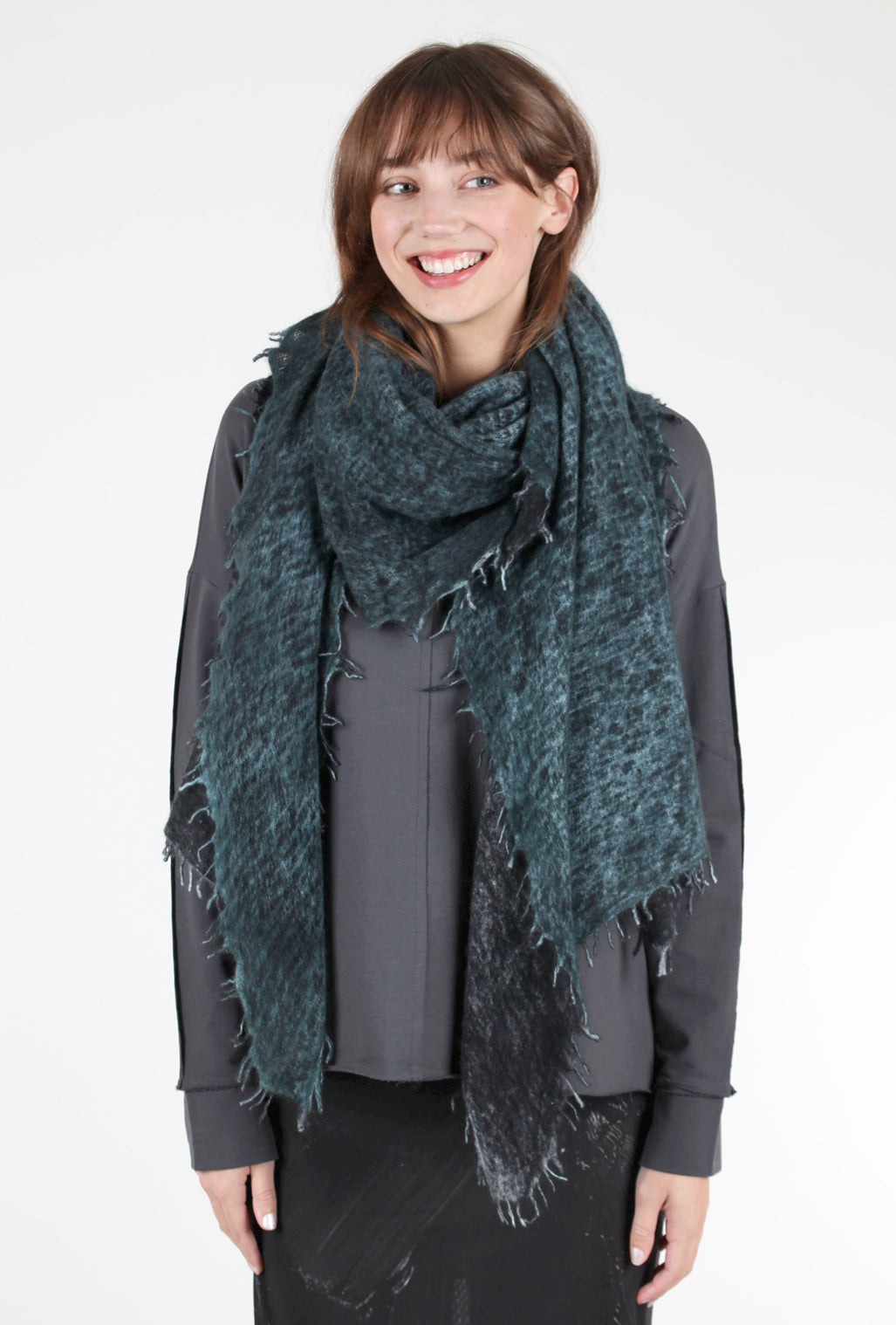 Fissore Cashmere Hand-Painted Cashmere Wrap, Teal One Size 