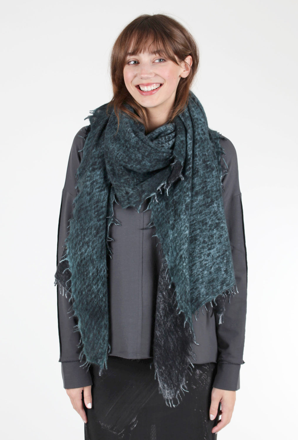 Fissore Cashmere Hand-Painted Cashmere Wrap, Teal 