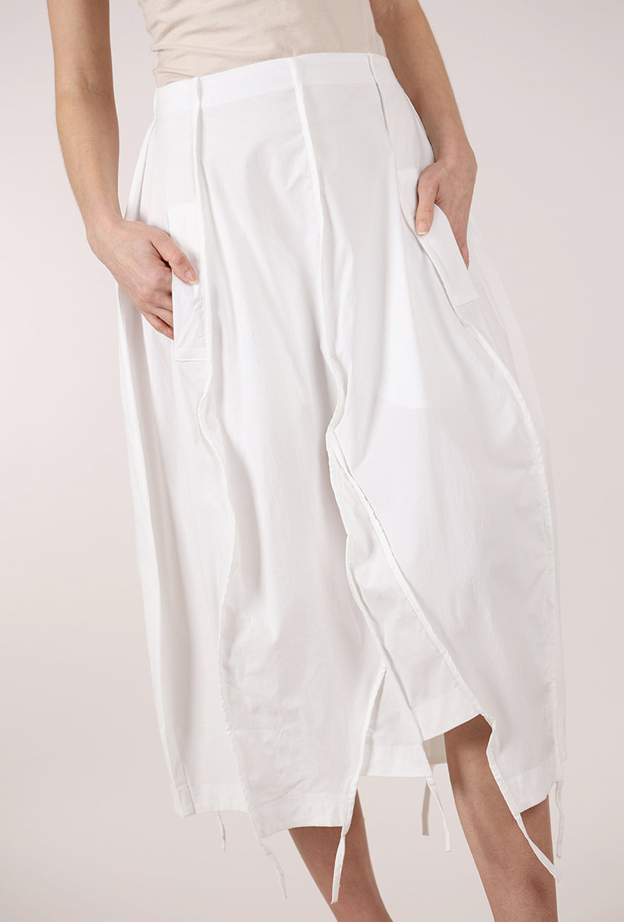 Rundholz Twill Tech Full Asym Skirt, Off White 