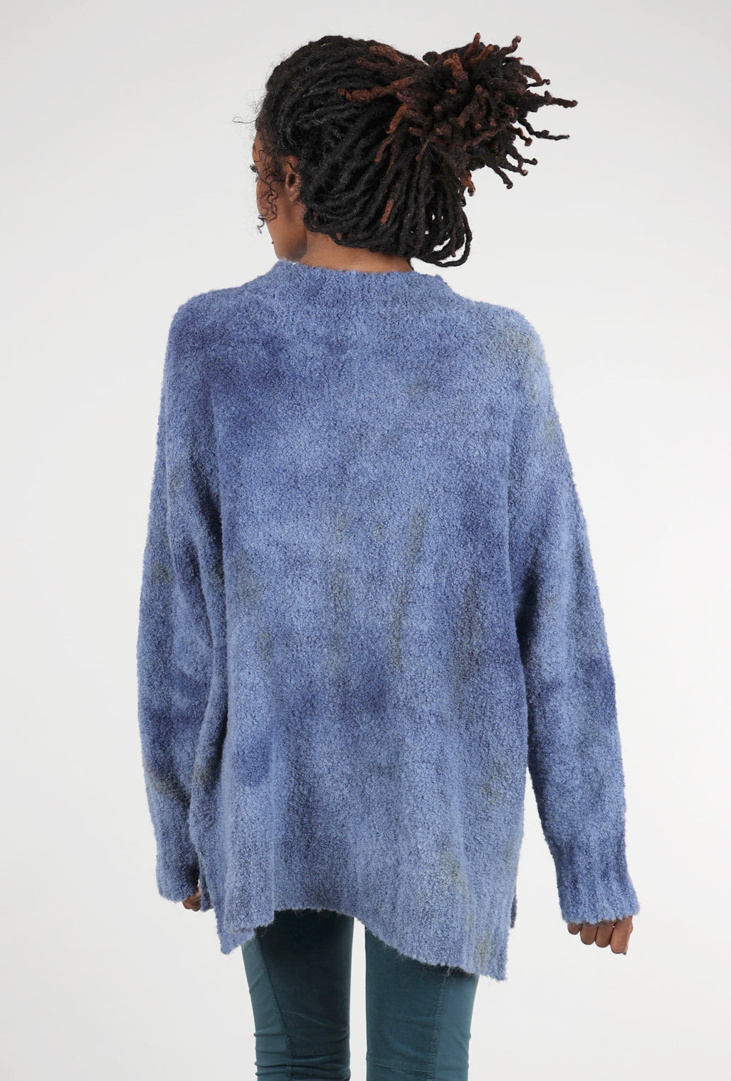 Iridium Hand-Painted Cozy Sweater, Denim Blue One Size Denim