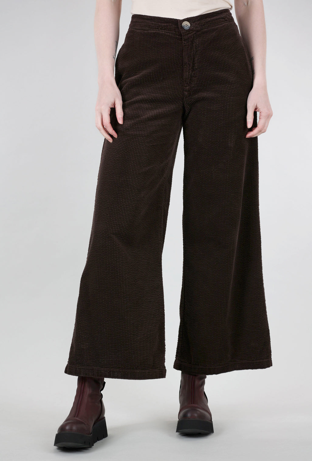 Cut Loose Luxe Cord Wide Leg Zip Pant, Mahogany 