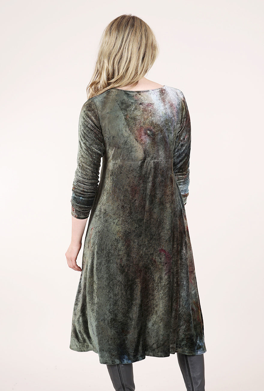 Heyne Bogut Hand-Dyed Velvet Empire Dress, Grays 