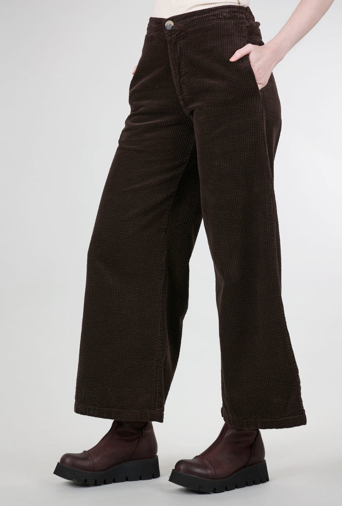 Cut Loose Luxe Cord Wide Leg Zip Pant, Mahogany 