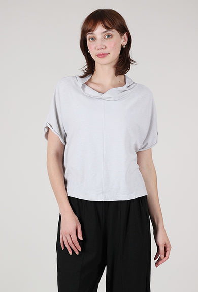 Cut Loose Jersey Roll-Sleeve Cowl Top, Aluminum 