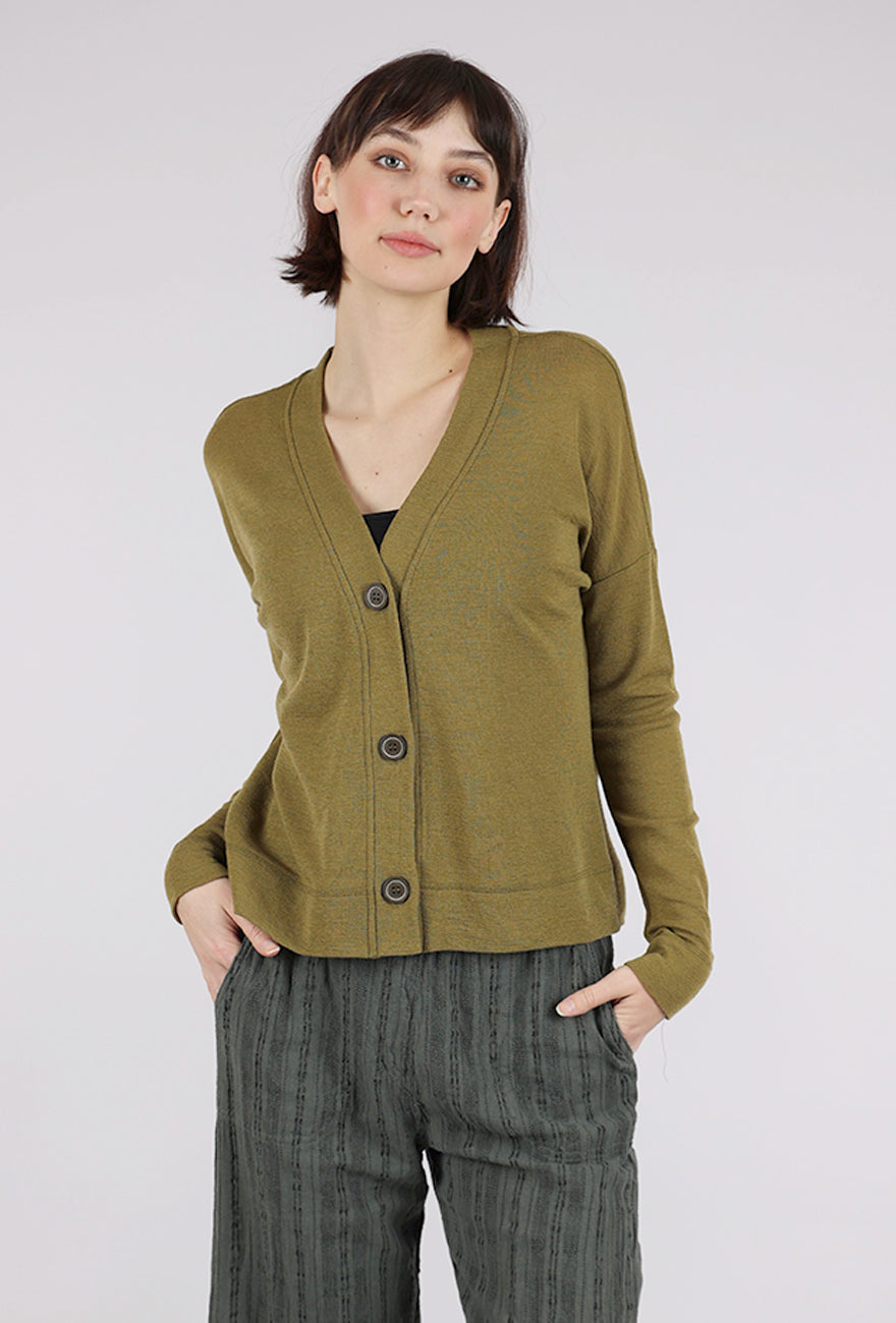 By Basics Wool Box Cardigan, Moss 