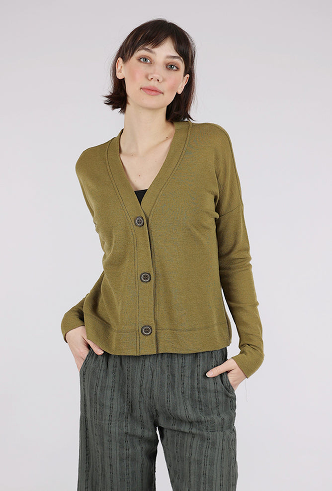 Wool Box Cardigan, Moss