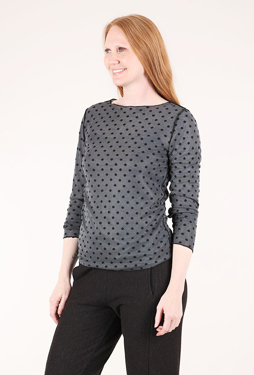 Cut Loose Pearl Edge Mesh Dot Tee, Black 