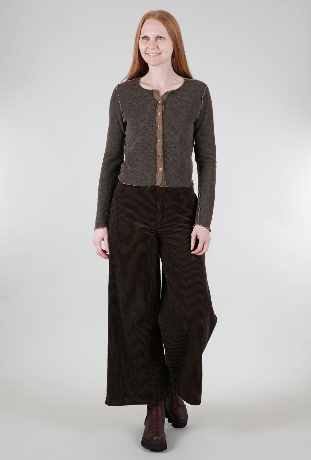 Cut Loose Luxe Cord Wide Leg Zip Pant, Mahogany 