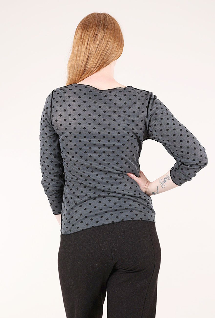 Cut Loose Pearl Edge Mesh Dot Tee, Black 