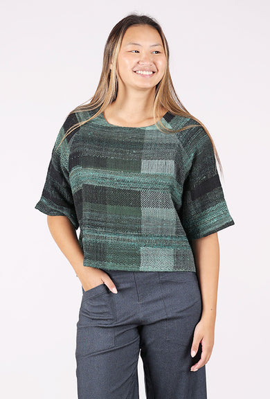 Neeru Kumar Texture Raglan Boxy Top, Mint/Black 