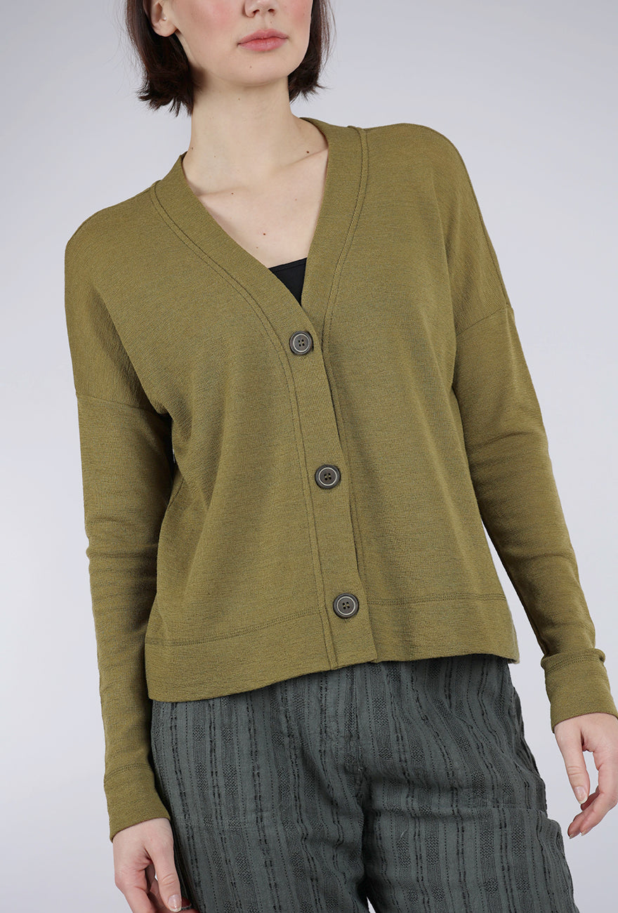 By Basics Wool Box Cardigan, Moss 