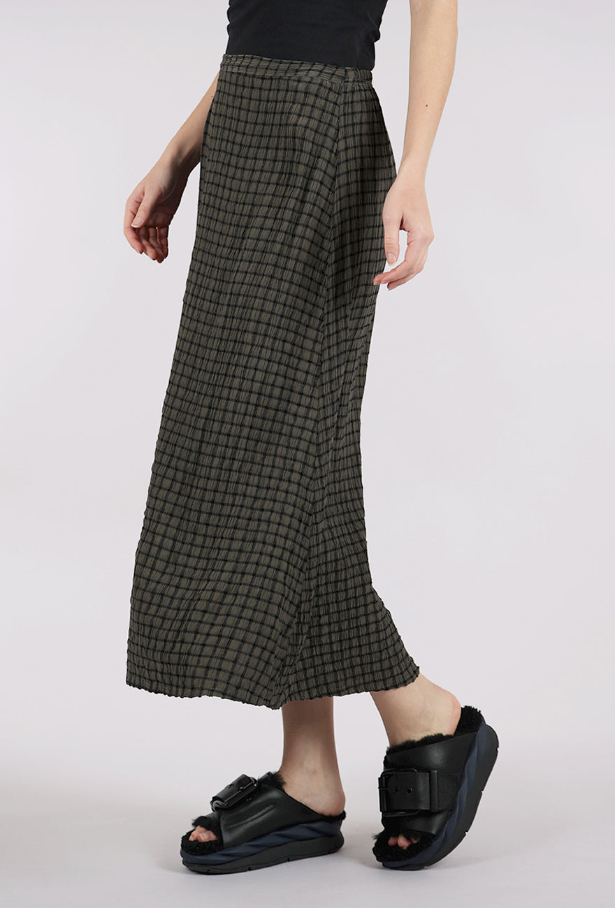 Cut Loose Crinkle Plaid Midi Skirt, Clay 