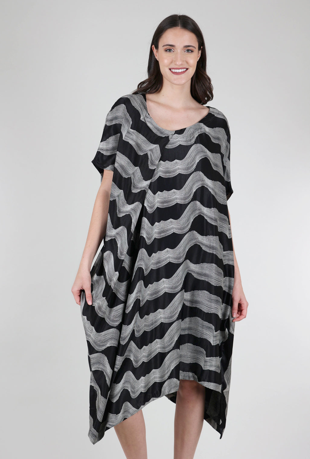 Gershon Bram Sound Waves Dress, Black One Size Black