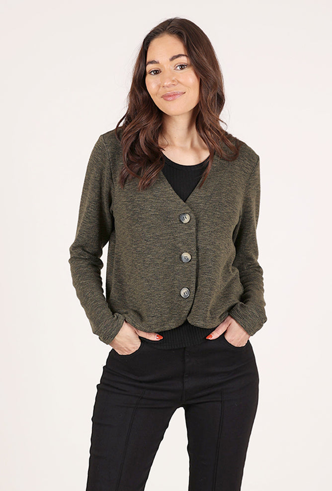 Cut Loose Crimped Three Button Cardie 