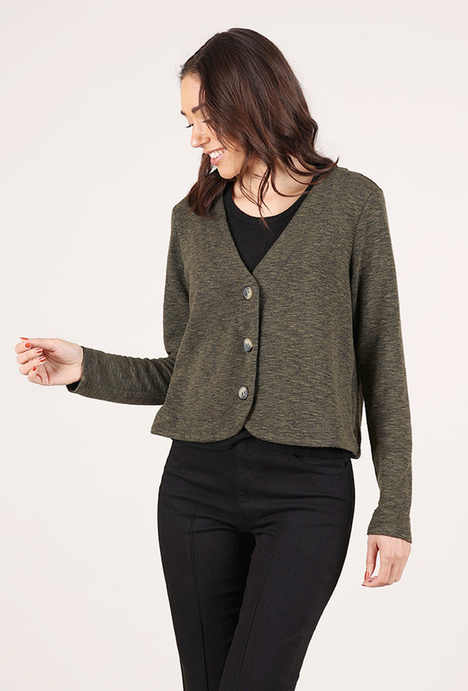 Cut Loose Crimped Three Button Cardie 