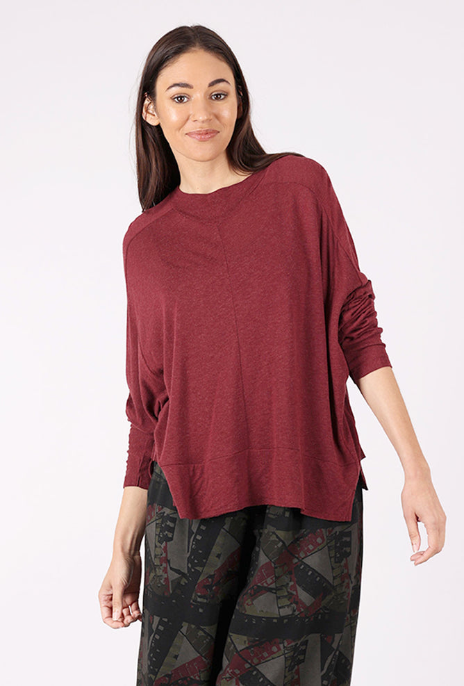 Lurdes Bergada Wool Blend Drape Top, Oxblood 