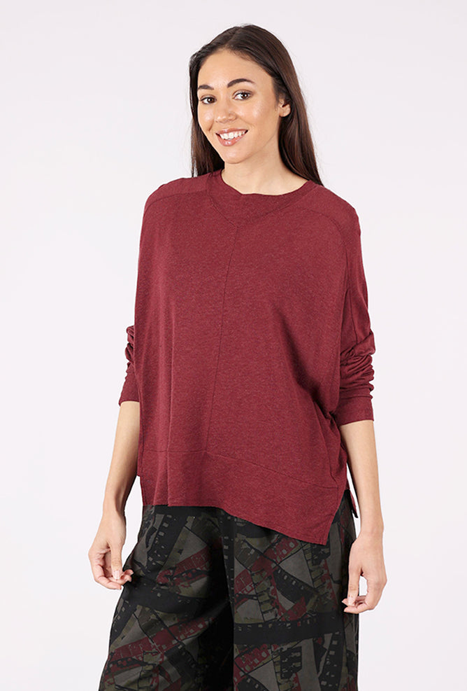 Lurdes Bergada Wool Blend Drape Top, Oxblood 