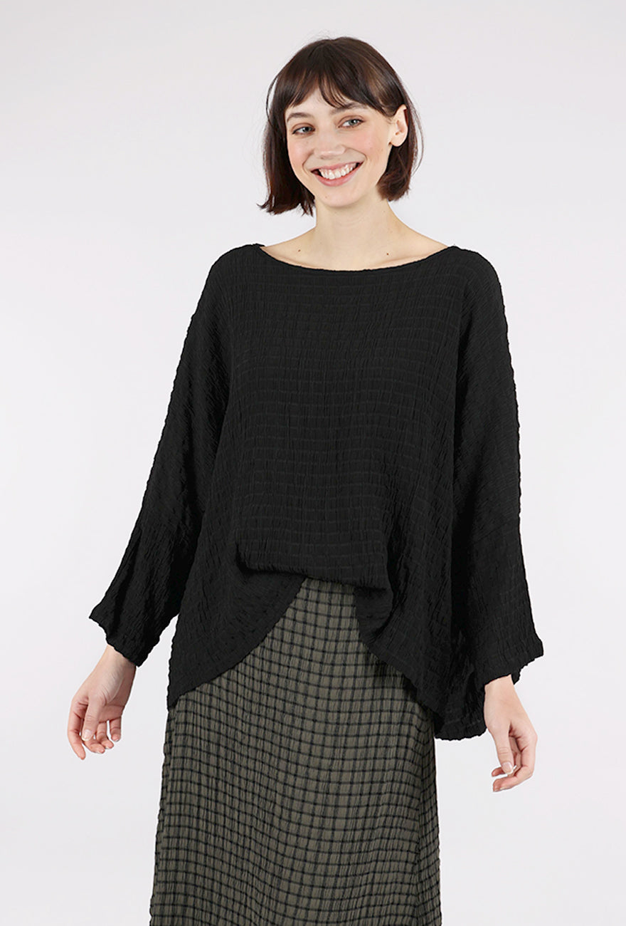 Cut Loose Crinkle Plaid Crop Top, Black One Size Black