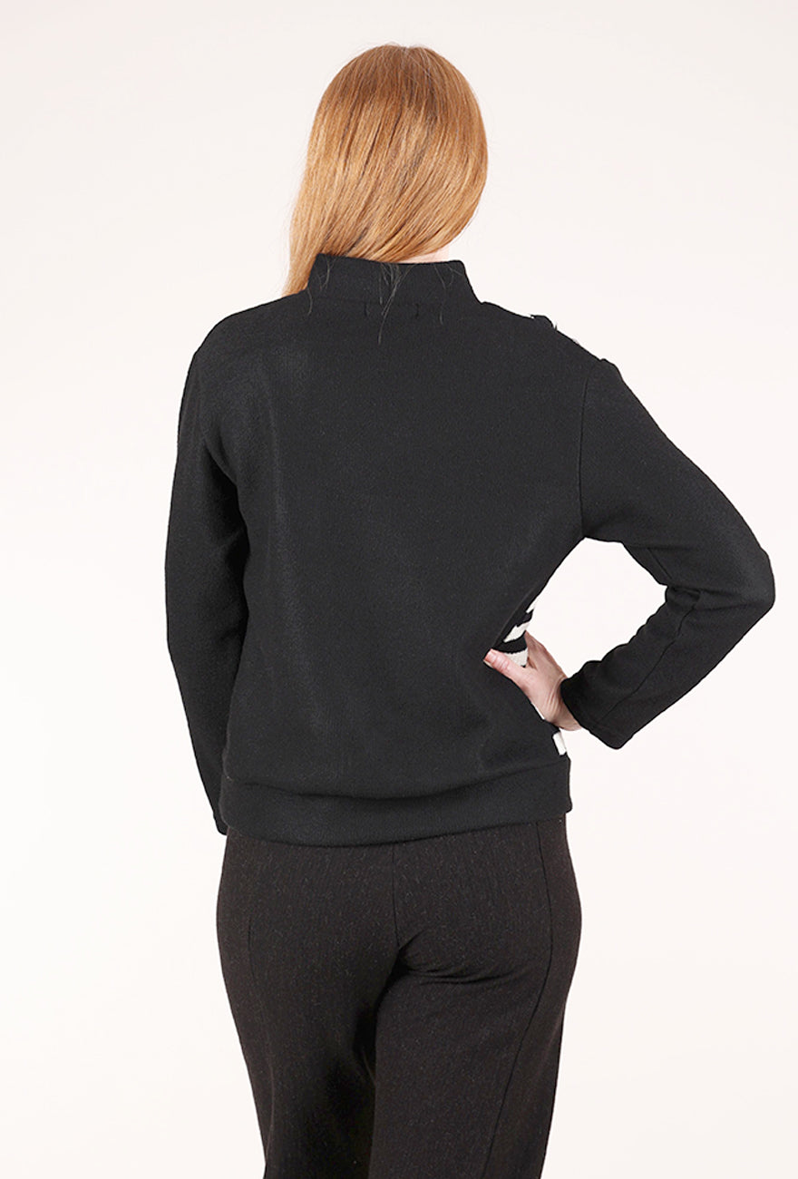 Trisha Tyler Stripes & Stitches Mockneck, Black/White 