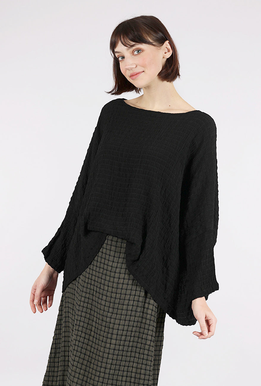 Cut Loose Crinkle Plaid Crop Top, Black One Size Black