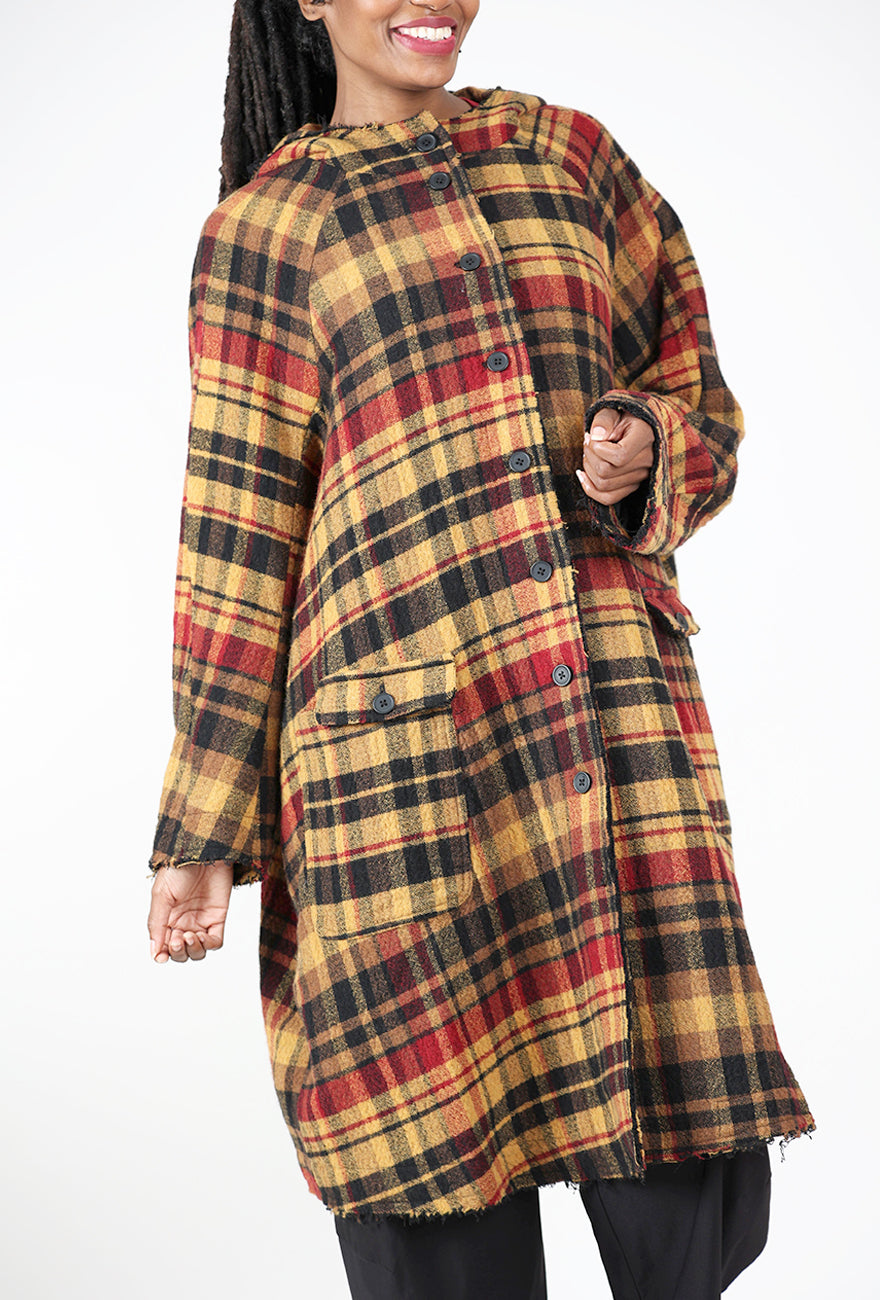 Splendid Wool Coat, Lava Check Angle 4