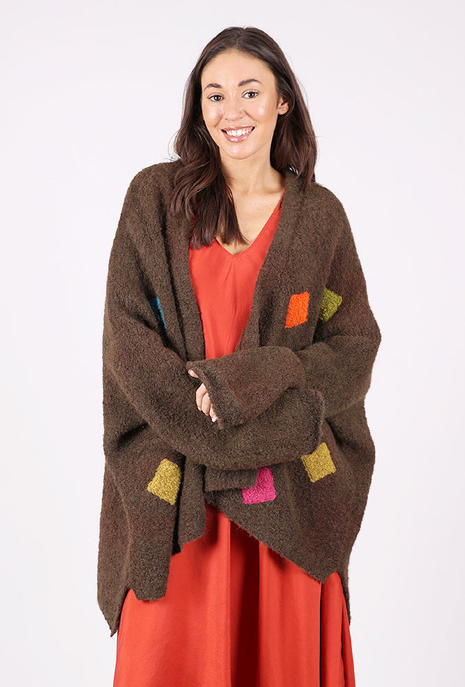 Oversized Color Blocks Cardie, Chocolate