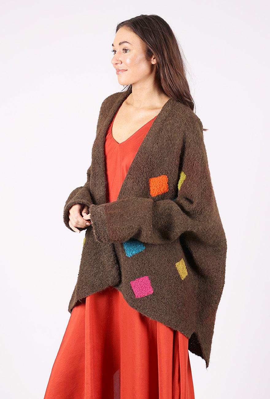 Oversized Color Blocks Cardie, Chocolate