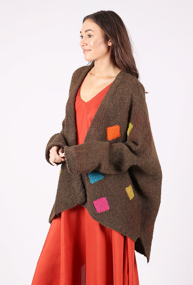 Oversized Color Blocks Cardie, Chocolate