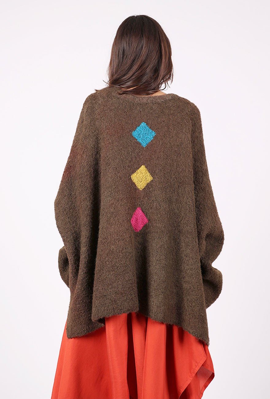 Oversized Color Blocks Cardie, Chocolate