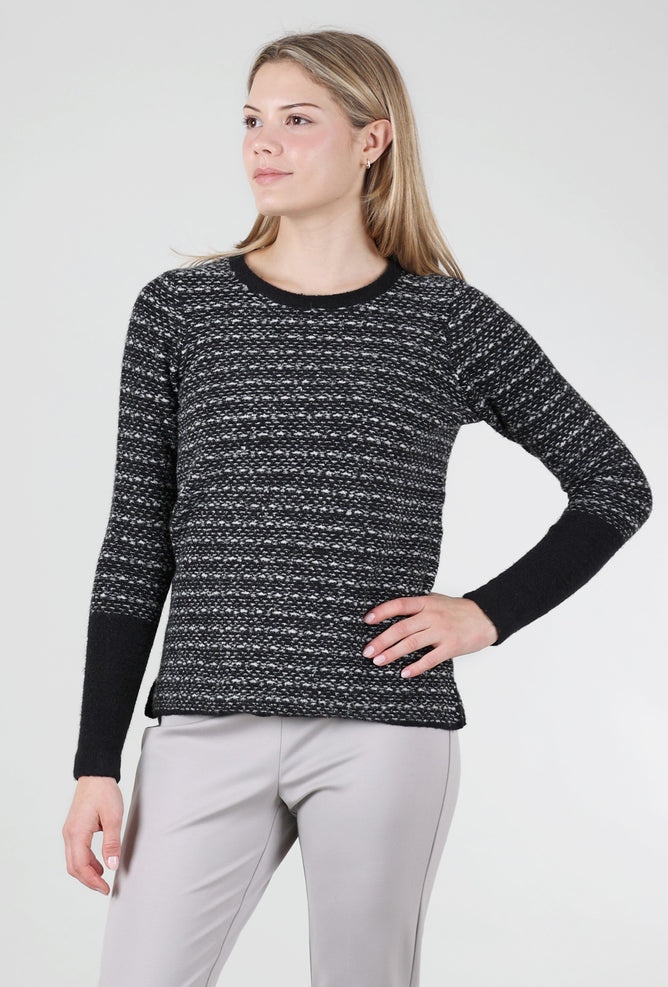 Peace of Cloth Tweedy Colorblock Sweater, Black 