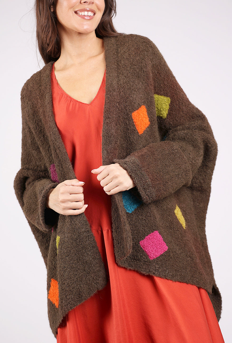 Oversized Color Blocks Cardie, Chocolate