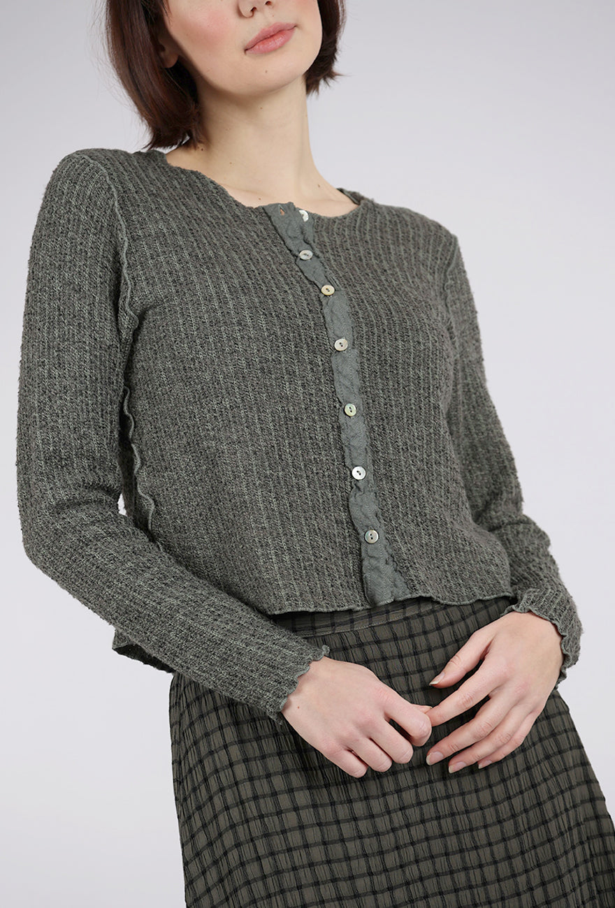 Cut Loose Texture Sweater Crop Cardie, Clay 